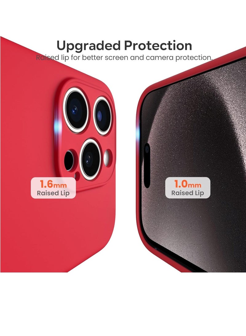 MUNTAQI iPhone 15 Pro Max Case 6.7" – Red, Silky-Soft Liquid Silicone, Shockproof Rubber, Includes 1 x Screen Protector - Image 4