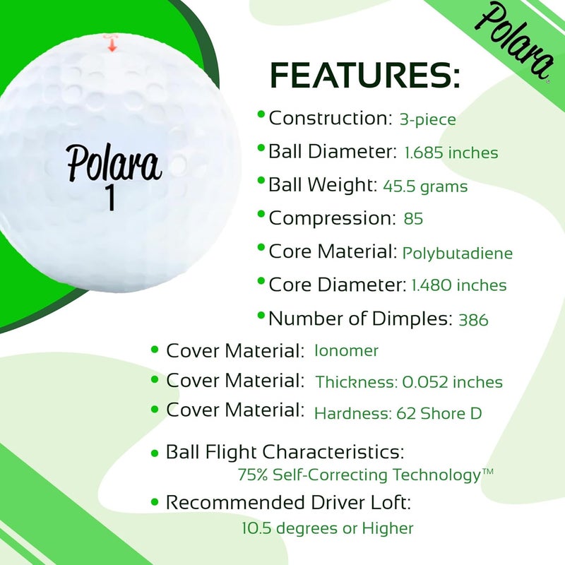 Polara Ultimate Straight XS Self-Correcting Golf Balls - 12 Pack - Image 3
