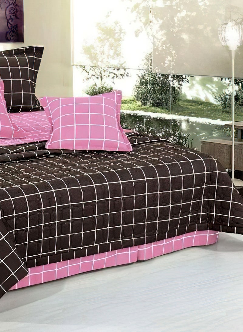 Hours 6 Pieces Comforter Set King Size 220 X 240 Cm Solid Color Reversible Bedding Set for All Seasons - Image 3