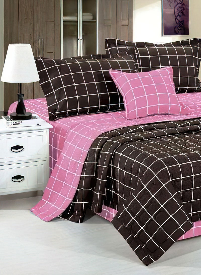 Hours 6 Pieces Comforter Set King Size 220 X 240 Cm Solid Color Reversible Bedding Set for All Seasons - Image 2