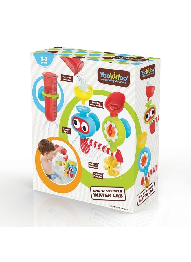 Yookidoo - Yookidoo Baby Toddler Bath Wall Toy (Ages 1-3) Waterfall Spinning Gears & Rotating Googly Eyes - Mold Free - Attach to Any Tub or Shower - Spin N Sprinkle Water Lab - Great for Boys, Girls,& Kids - Image 1