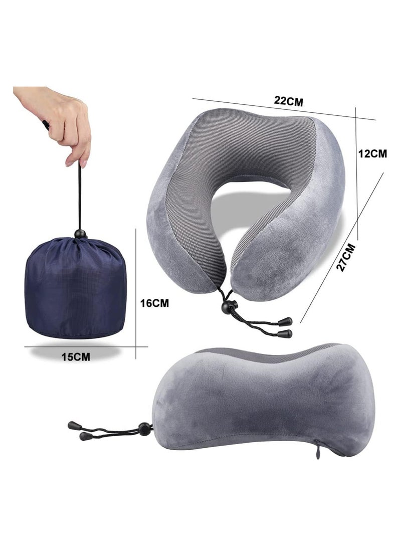 Travel Pillow 100% Pure Memory Foam Neck Pillow, Comfortable & Breathable Cover, Machine Washable, Airplane Travel Kit with 3D Sleep Mask, Earplugs, and Luxury Bag (Dark Gray) - Image 5