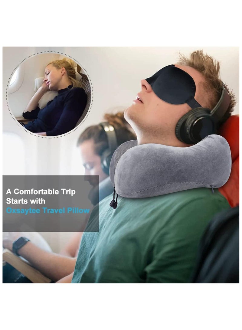 Travel Pillow 100% Pure Memory Foam Neck Pillow, Comfortable & Breathable Cover, Machine Washable, Airplane Travel Kit with 3D Sleep Mask, Earplugs, and Luxury Bag (Dark Gray) - Image 4
