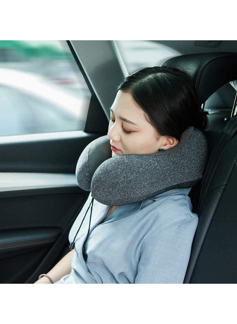 Travel Pillow 100% Pure Memory Foam Neck Pillow, Comfortable & Breathable Cover, Machine Washable, Airplane Travel Kit with 3D Sleep Mask, Earplugs, and Luxury Bag (Dark Gray) - Image 3
