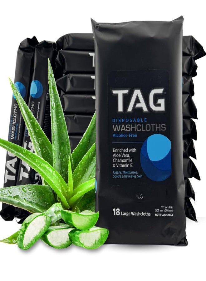 TAG Full Body No Rinse Disposable Wash Cloths, Extra Large, Alcohol-Free Body Wipes for Adults, Enriched with Aloe Vera, Chamomile & Vitamin E; 12-Pack of 18 Wipes (216 Wipes) - Image 1