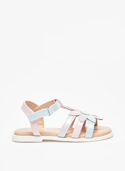 فلورا بيلا من شو إكسبرس Girl's Floral Applique Strap Sandals with Hook and Loop Closure Ramadan Collection