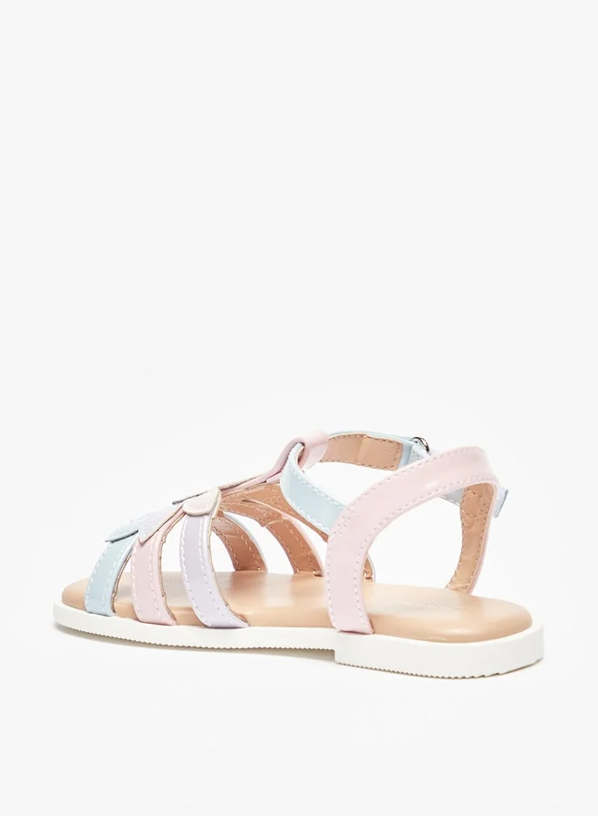 Flora Bella By Shoexpress Girl's Floral Applique Strap Sandals with Hook and Loop Closure Ramadan Collection