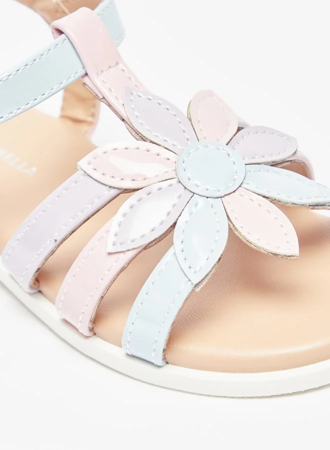 Flora Bella By Shoexpress Girl's Floral Applique Strap Sandals with Hook and Loop Closure Ramadan Collection