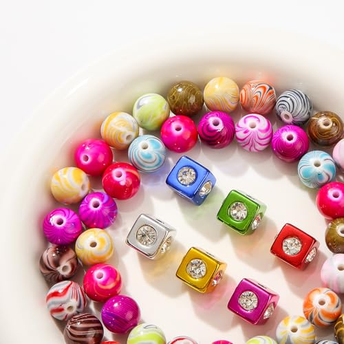 ANCADN 16mm Acrylic Beads,Chunk Bubblegum Beads,Beads for Pens,Cube Shine Beads,60pcs Jumbo Plastic Beads for Necklace Jewelry Bracelets DIY Crafts Making (Color line) - Image 4