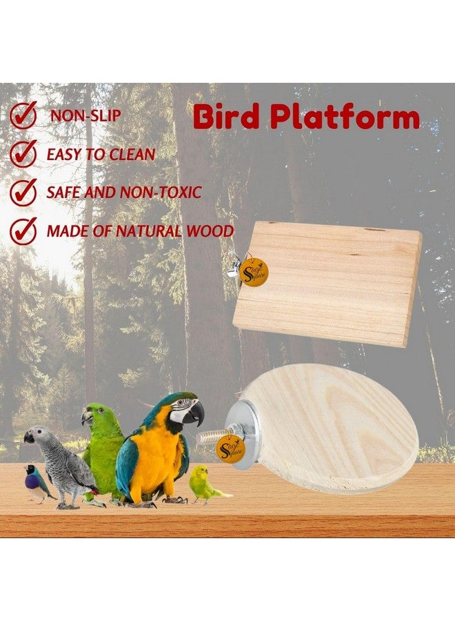 سايج سكوير مجموعة من قاعدتين خشبيتين دائريتين (3 * 4 و4 بوصات) على شكل دائرة وقاعدة خشبية للطيور، ملحقات قفص لعبة مرحة، مناسبة للطيور والببغاوات والبادجي - Image 4