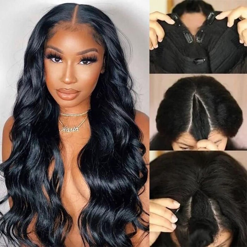 UNICE V Part Wigs Human Hair Body Wave Upgrade Glueless Human Hair VPart Clip in Wigs No Leave Out No Glue No Sewin Beginner Friendly 20 inch