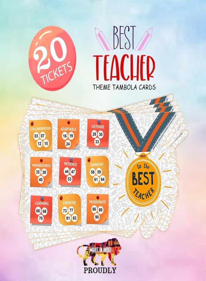 Suruchi Strokes Best Teacher Theme Tambola Tickets, Desinger Printed Bingo, Kukuba, New Housie Games (20 Tickets) - Image 2