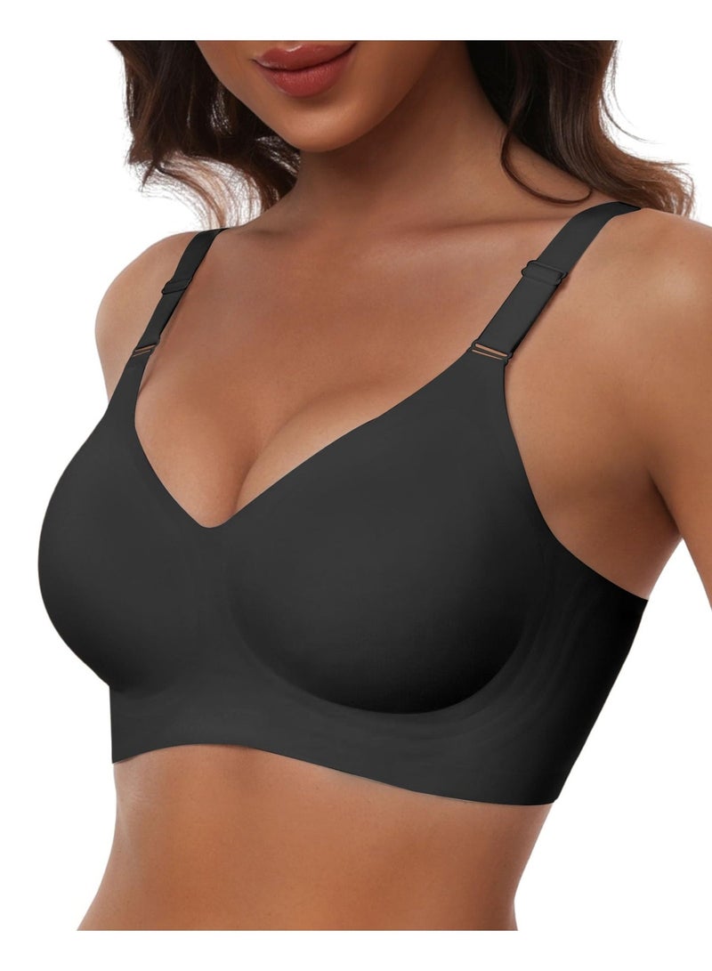 womens Ultimate Wireless Bra Full Coverage Bra (pack of 1) ,Wire-Free Support, Breathable Fabric, V-Neck Design, Adjustable Straps, Multiple Occasions - Image 1