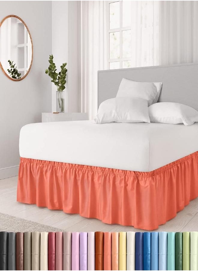 Ruffled Coral Queen Bed Skirt - Hotel-Quality Ruffles for Queen Beds with 18 in. Drop - Elastic Wrap Around Dust Ruffle Queen Bedskirt for Easy Fitting with Brushed Fabric by CGK Unlimited - pzsku/ZD01C452A01FB059B6CF2Z/45/_/1693490955/96394f99-42be-450f-9319-280c4a80da8b