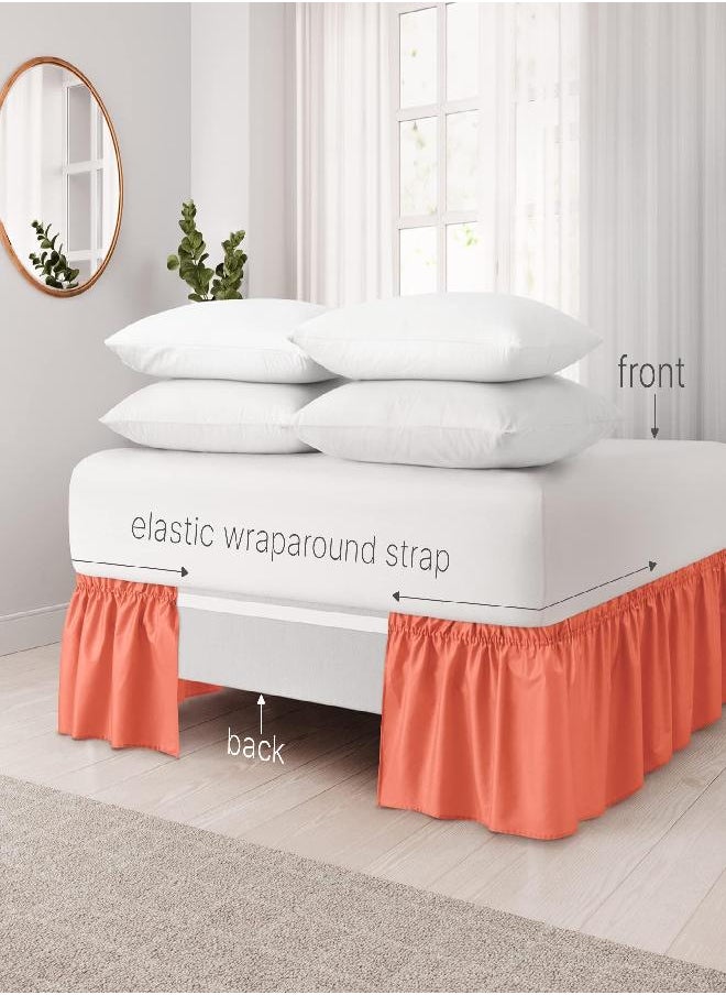 Ruffled Coral Queen Bed Skirt - Hotel-Quality Ruffles for Queen Beds with 18 in. Drop - Elastic Wrap Around Dust Ruffle Queen Bedskirt for Easy Fitting with Brushed Fabric by CGK Unlimited - pzsku/ZD01C452A01FB059B6CF2Z/45/_/1693491028/1ff25f7a-7851-43b5-bc22-a7ada14338bb