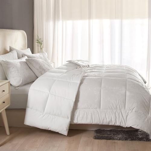 HYPREST Velvet Comforter King,3 Pcs Luxury Elegant Velvet Duvet,Ultra Soft White Bedding Comforter Sets - Image 2