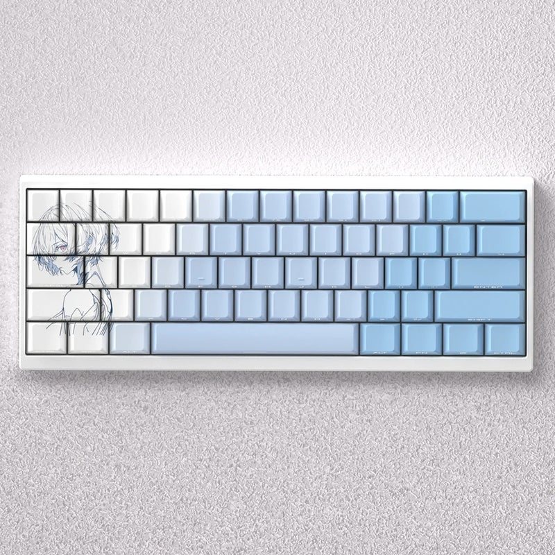 أكو لوحة مفاتيح EVA Ayanami Rei Anime Keycaps 98 Keys PBT Dye-Sub Cherry Profile Side Print for Akko FUN60, GK61, Anne Pro 2 Keyboard - Image 4