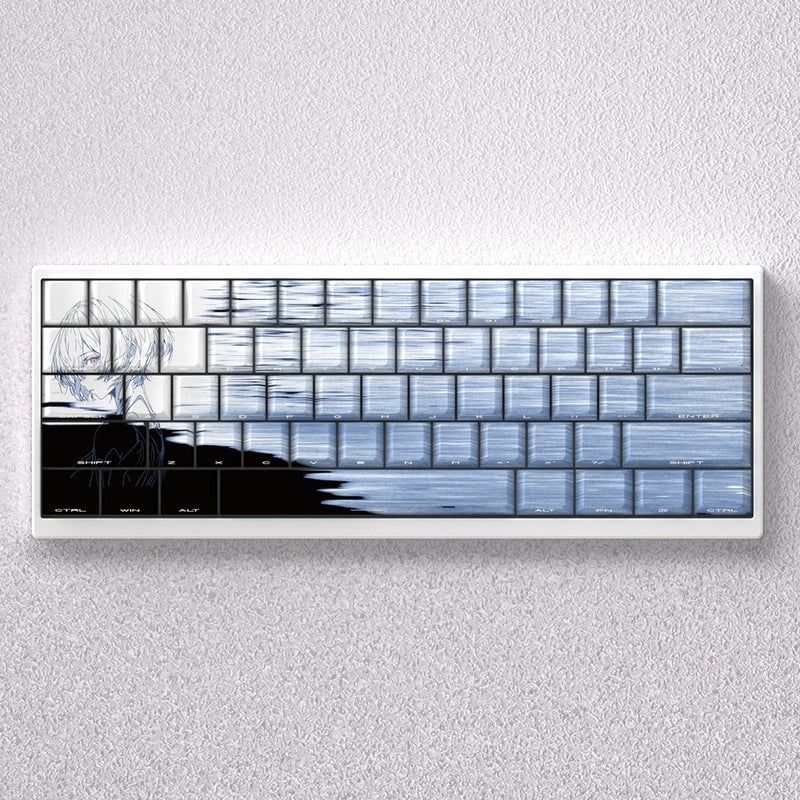 أكو لوحة مفاتيح EVA Ayanami Rei Anime Keycaps 98 Keys PBT Dye-Sub Cherry Profile Side Print for Akko FUN60, GK61, Anne Pro 2 Keyboard - Image 2