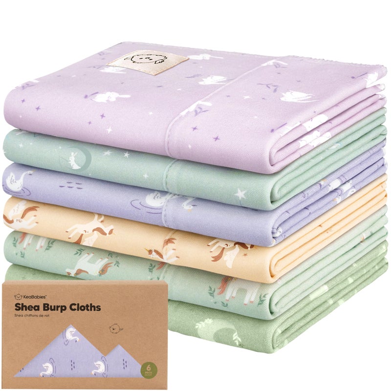 KeaBabies Organic Burp Cloths Baby Boy Girl 6Pack Large 100 Cotton Burping Cloths for Babies Spit Up Rags Super Absorbent Ultra Soft Newborn Rag Gender Neutral Machine Washable Durable Lunaris - Image 2