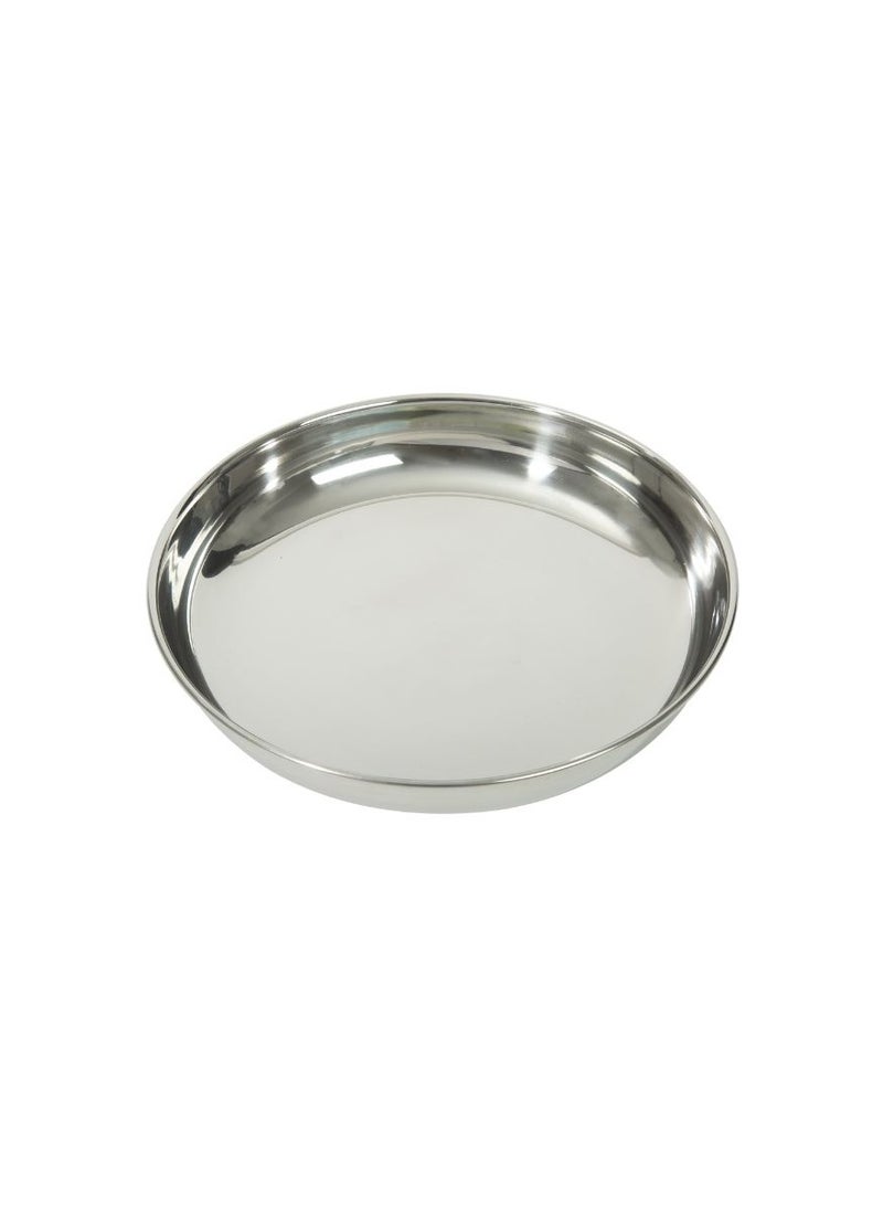 HW3557 Stainless Steel Rice Plate 25cm, Round Food Serving Plate for Daily Dining & Kitchen Use