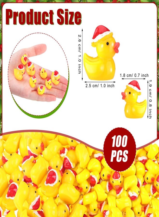 Marsui Christmas Charms Ducks Tiny Resin Ducks Decoration Mini Christmas Hat Duck Figures Micro Landscape Garden Aquarium Dollhouse Accessories for Xmas Birthday Party Ornaments(100 Pcs) - Image 3
