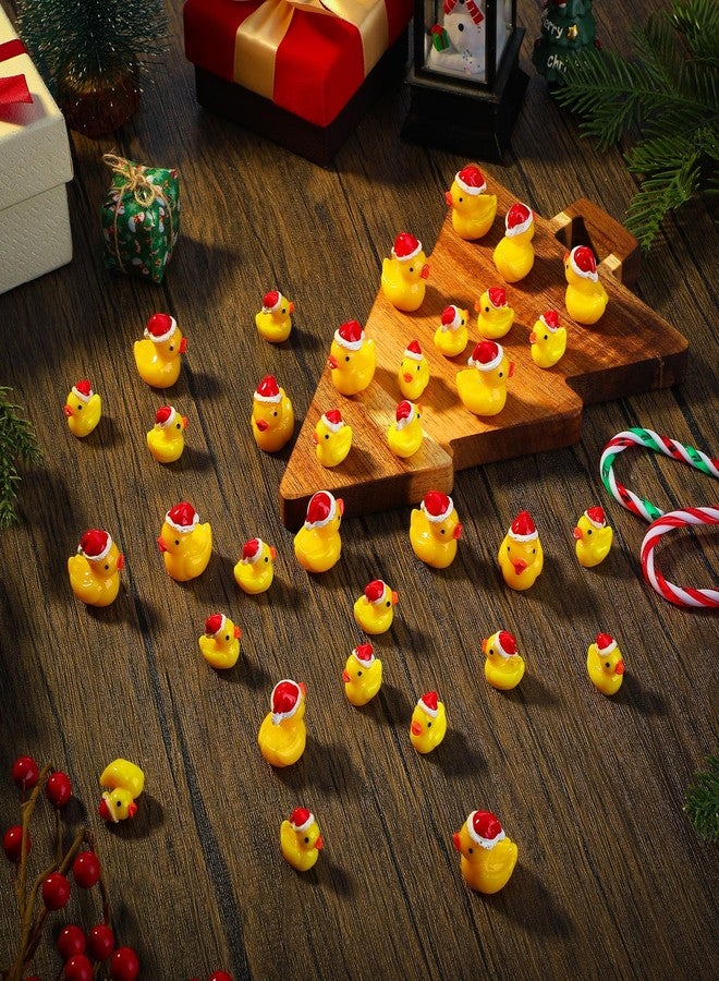 Marsui Christmas Charms Ducks Tiny Resin Ducks Decoration Mini Christmas Hat Duck Figures Micro Landscape Garden Aquarium Dollhouse Accessories for Xmas Birthday Party Ornaments(100 Pcs) - Image 2