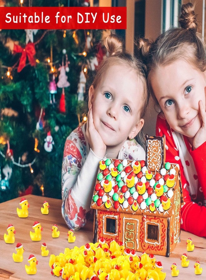 Marsui Christmas Charms Ducks Tiny Resin Ducks Decoration Mini Christmas Hat Duck Figures Micro Landscape Garden Aquarium Dollhouse Accessories for Xmas Birthday Party Ornaments(100 Pcs) - Image 5