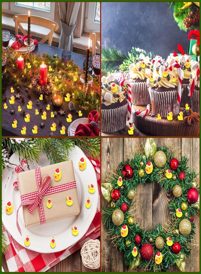 Marsui Christmas Charms Ducks Tiny Resin Ducks Decoration Mini Christmas Hat Duck Figures Micro Landscape Garden Aquarium Dollhouse Accessories for Xmas Birthday Party Ornaments(100 Pcs) - Image 4