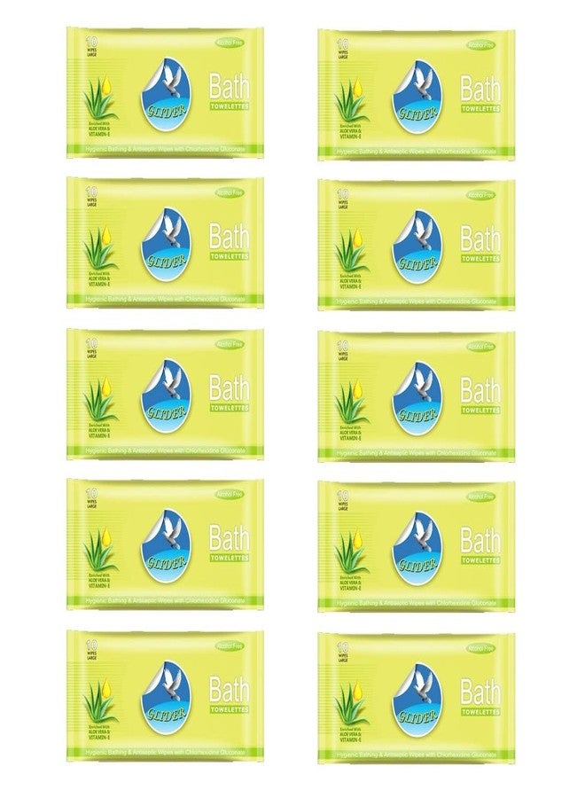 Glider Bed Bath Wipes | Large Adult Wet Wipes | 10 Packs | 100 Wipes | Antibacterial & Refreshing Cleansing Towels for Men & Women - Image 1