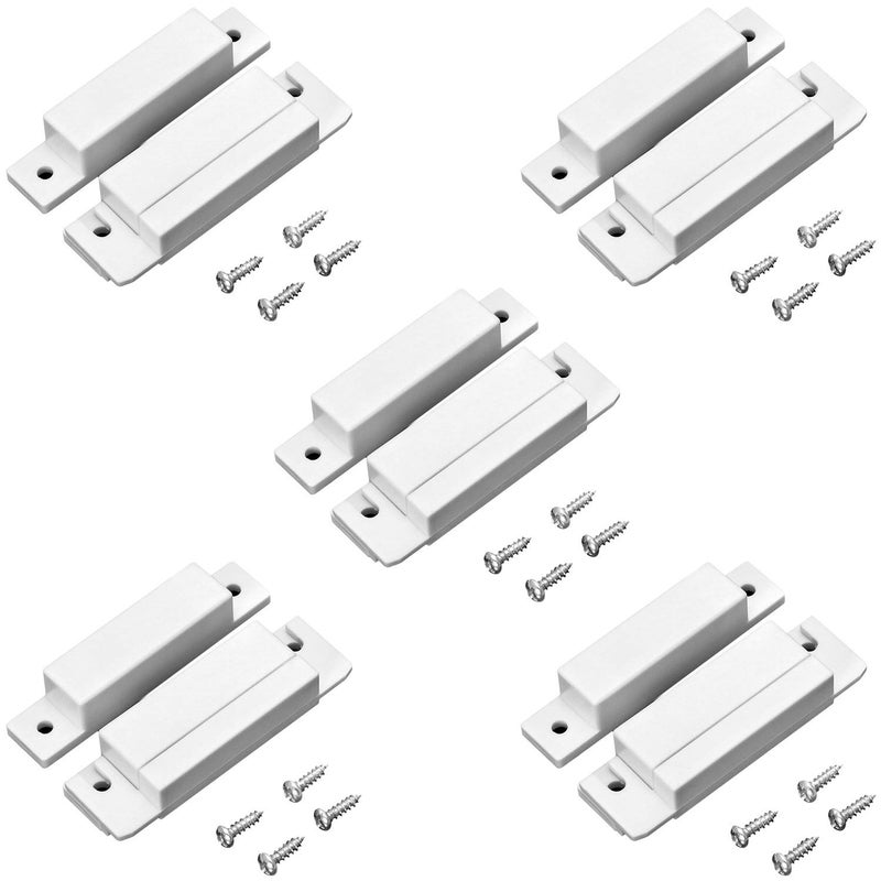 QWORK MC-31 Wired Surface-Mounted NC Magnetic Door Window Contact Sensor Alarm Reed Switch, White, Pack of 5 with 20 Screws - Image 1