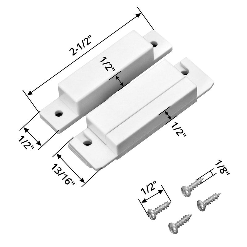 QWORK MC-31 Wired Surface-Mounted NC Magnetic Door Window Contact Sensor Alarm Reed Switch, White, Pack of 5 with 20 Screws - Image 3