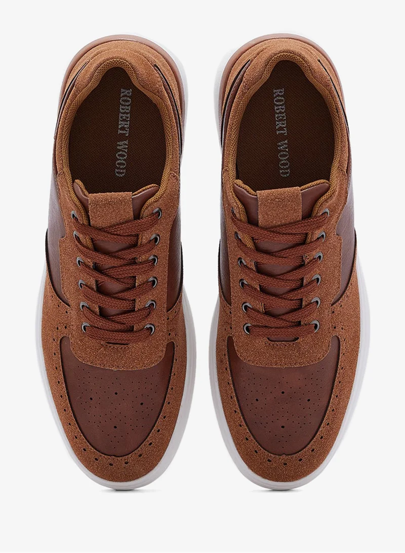 Robert Wood Perforation Design Casual Sneakers