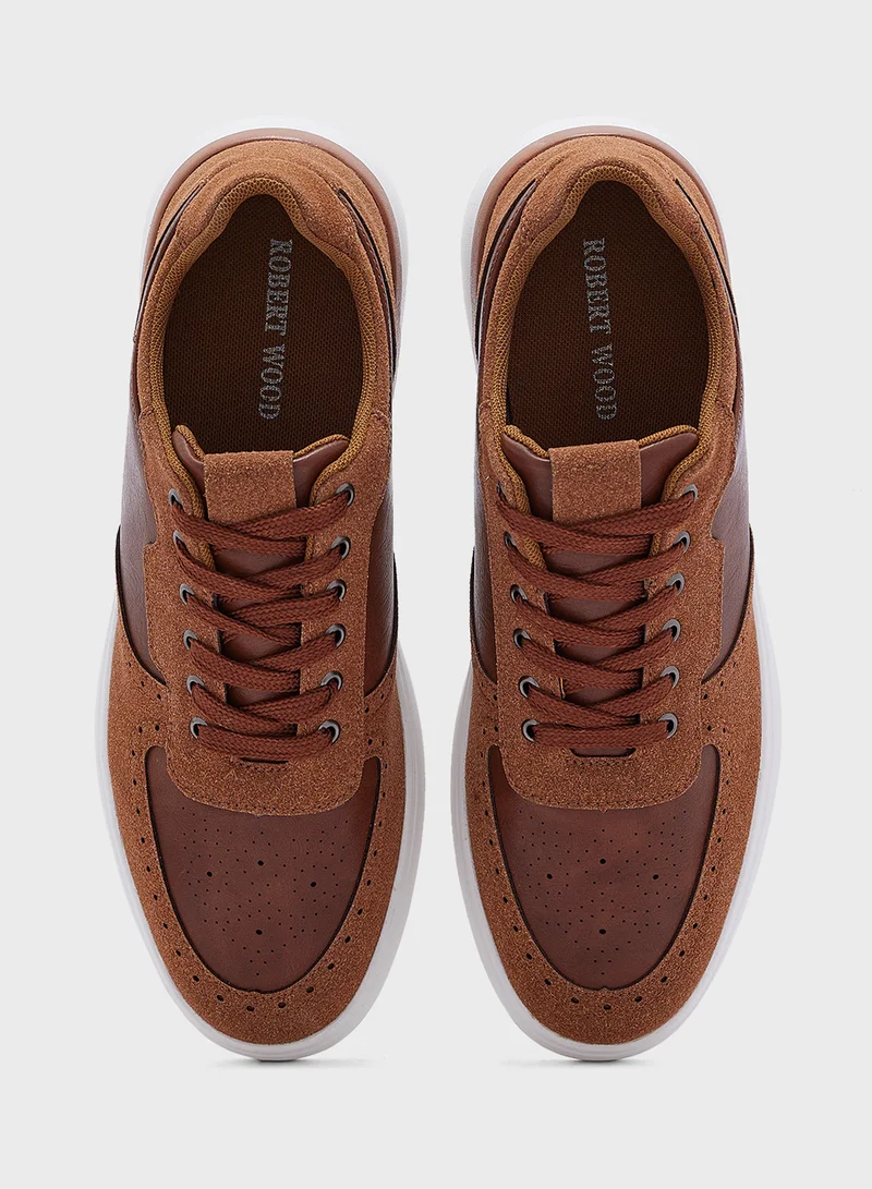 Robert Wood Perforation Design Casual Sneakers