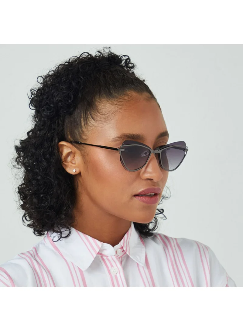 Blackout TWILIGHT Women Gray Sunglasses - Frame Material: Metal - Frame Color: Gray - Lens Color: Black - Full Rim