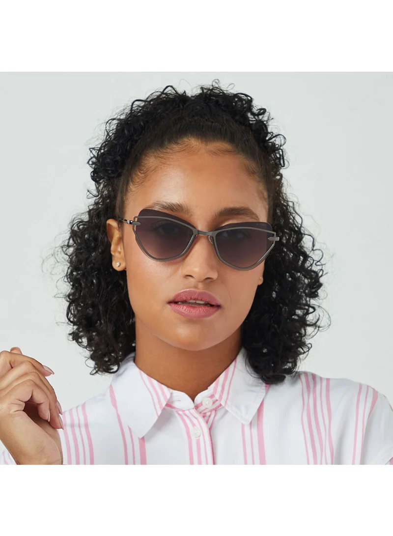 Blackout TWILIGHT Women Gray Sunglasses - Frame Material: Metal - Frame Color: Gray - Lens Color: Black - Full Rim
