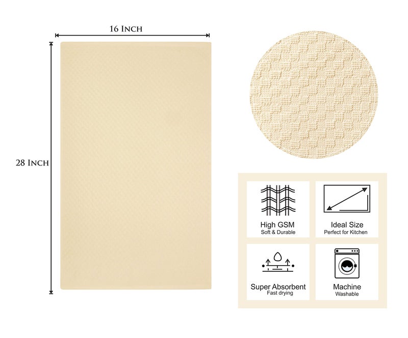 COTTON CRAFT Amazing Kitchen Towels - Set of 12 Terry Towels - 100% Cotton Euro Café Waffle Weave Dish Towel Set - Soft Absorbent Quick Dry Low Lint Reusable Pantry Bar Cleaning Cloth - 16x28 - Ivory - Image 2