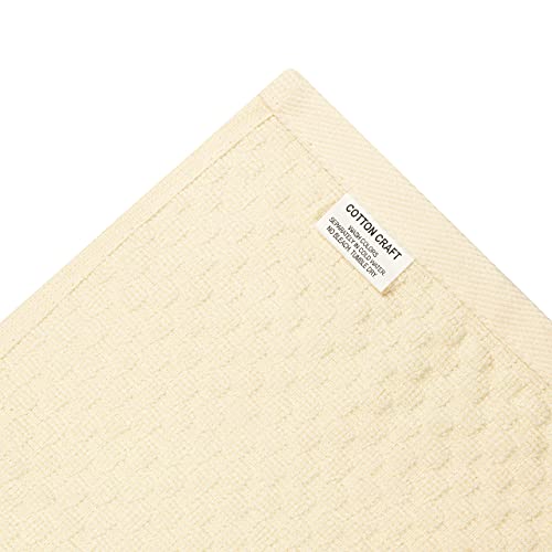 COTTON CRAFT Amazing Kitchen Towels - Set of 12 Terry Towels - 100% Cotton Euro Café Waffle Weave Dish Towel Set - Soft Absorbent Quick Dry Low Lint Reusable Pantry Bar Cleaning Cloth - 16x28 - Ivory - Image 4