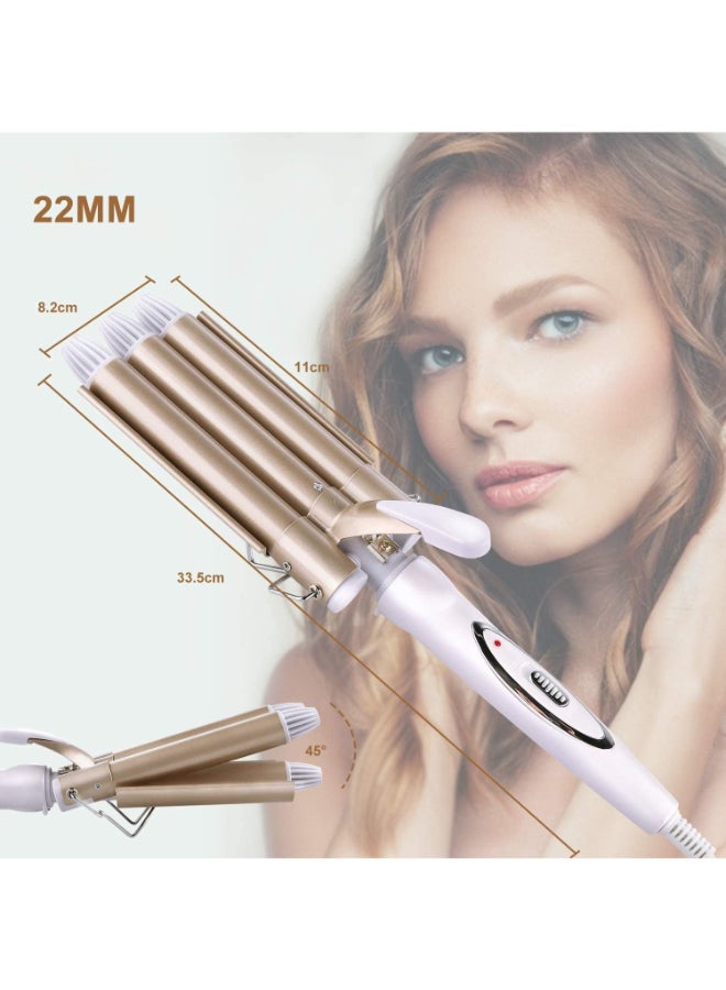 Professional Triple Jumbo Barrel Curling Iron Ceramic Hair Waver Pearl Waving Styling Tools Crimping Tool For Deep Waves