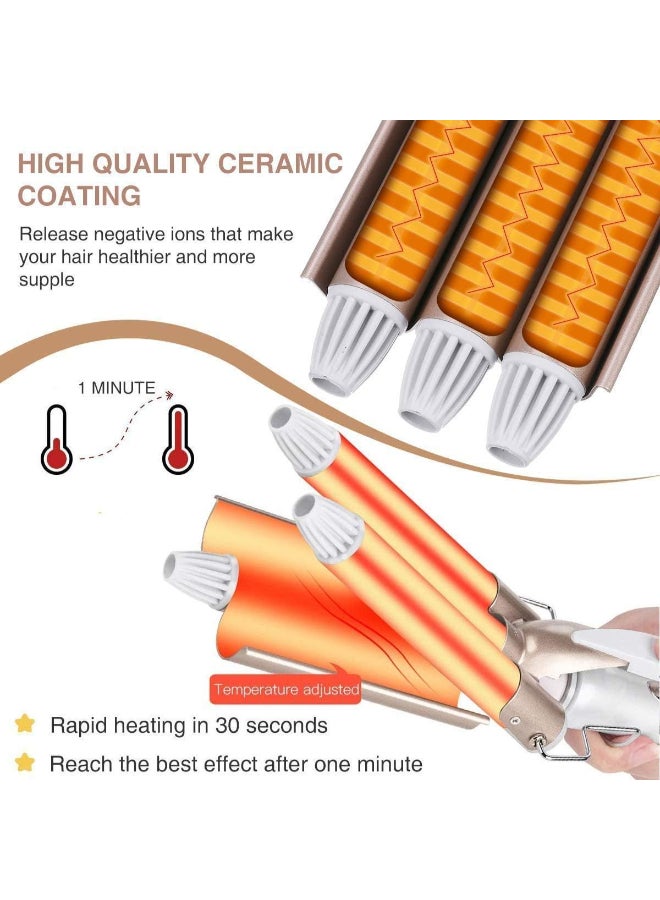 Professional Triple Jumbo Barrel Curling Iron Ceramic Hair Waver Pearl Waving Styling Tools Crimping Tool For Deep Waves