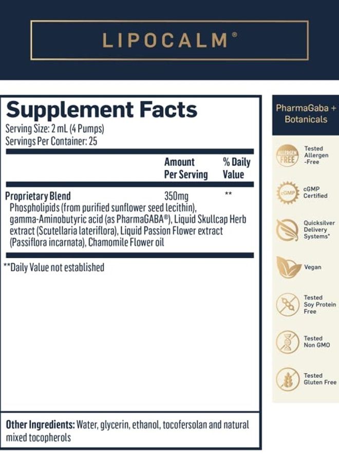 Quicksilver Scientific ليبو كالم - جابا ليبوسومال مع الأعشاب لدعم الاسترخاء - مكمل البابونج، عشبة زهرة العاطفة وبلسم الرأس لدعم الهدوء والنوم (1.7 أونصة / 50 مل) - Image 4