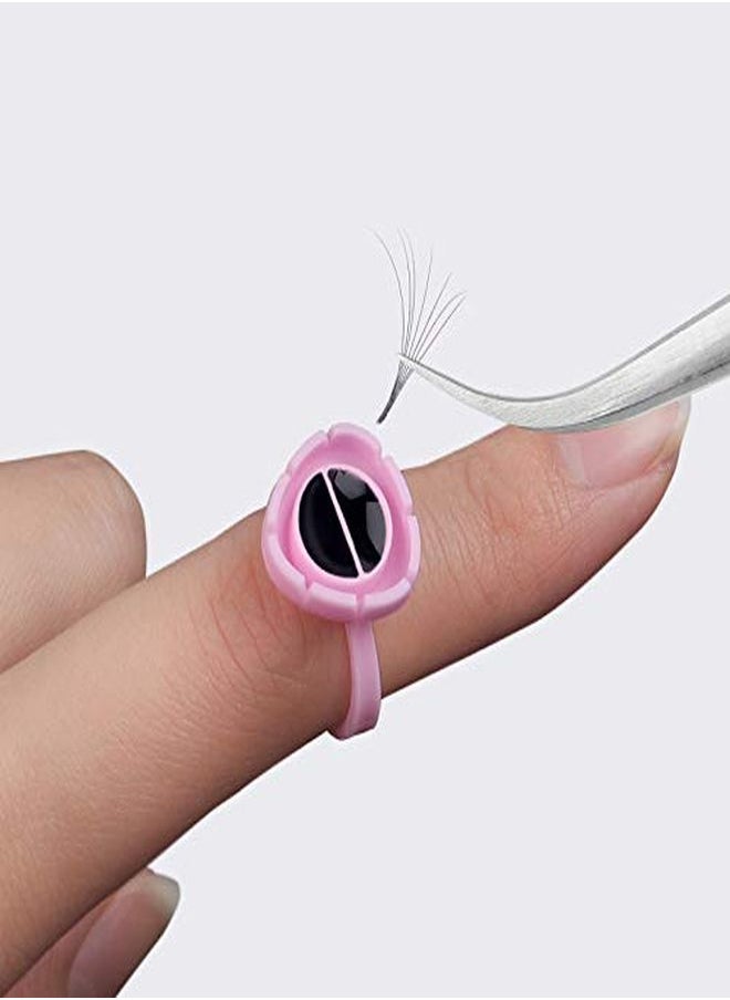 fenshine 100 Pcs Lash Glue Holder Glue Ring Cups Lash Extension Volume Lashes Quick Blossom Cups For Eyelash Extension Supply, 2 Methods Of Use (Pink)  - Image 3