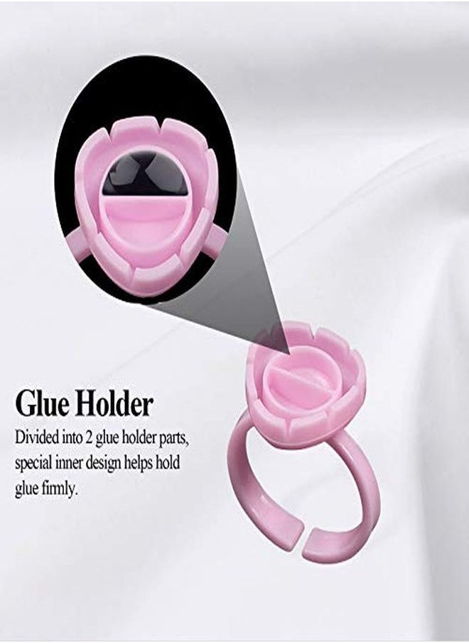 fenshine 100 Pcs Lash Glue Holder Glue Ring Cups Lash Extension Volume Lashes Quick Blossom Cups For Eyelash Extension Supply, 2 Methods Of Use (Pink)  - Image 4