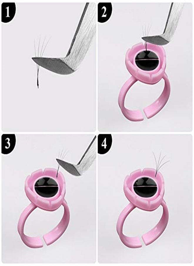 fenshine - 100 Pcs Lash Glue Holder Glue Ring Cups Lash Extension Volume Lashes Quick Blossom Cups For Eyelash Extension Supply, 2 Methods Of Use (Pink) - Image 1