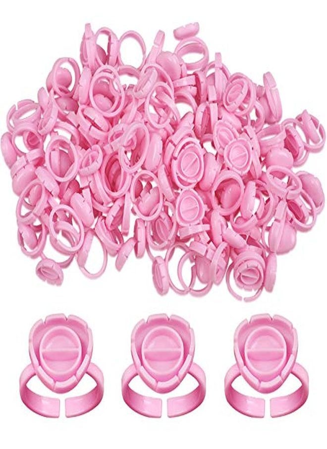 fenshine 100 Pcs Lash Glue Holder Glue Ring Cups Lash Extension Volume Lashes Quick Blossom Cups For Eyelash Extension Supply, 2 Methods Of Use (Pink)  - Image 1