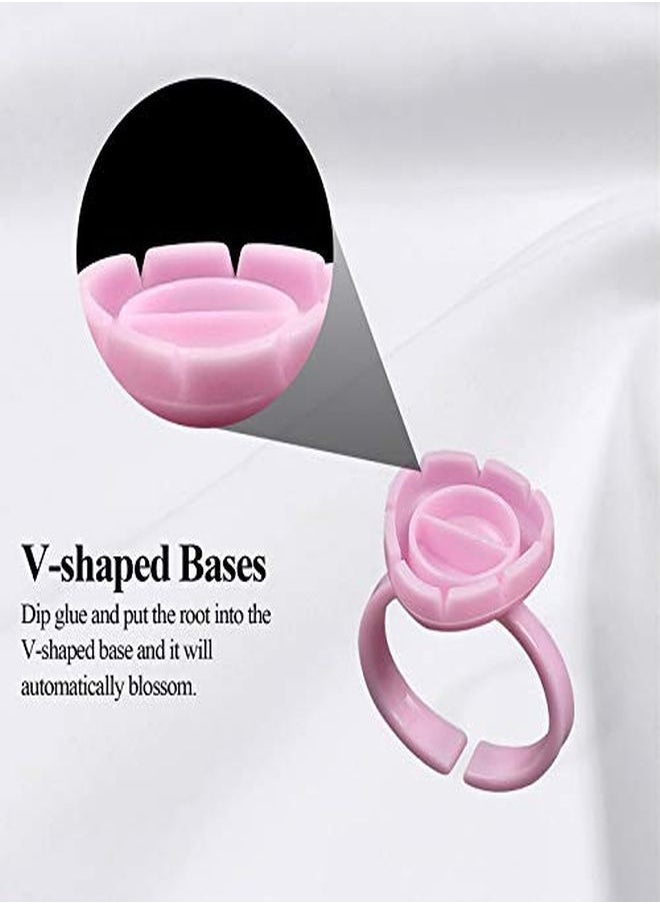 fenshine 100 Pcs Lash Glue Holder Glue Ring Cups Lash Extension Volume Lashes Quick Blossom Cups For Eyelash Extension Supply, 2 Methods Of Use (Pink)  - Image 5