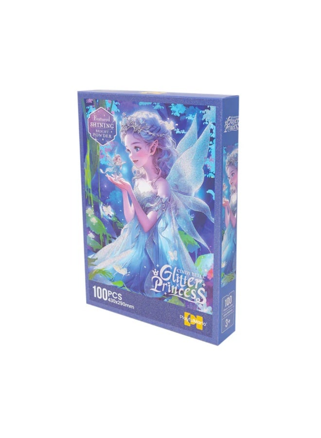 DAT Cindy Belle Glitter Princess Puzzle - 100 Piece Glittering Fairy Puzzle for Kids | Shimmering Bright Powder, Fun & Educational | For Ages 3+ - Image 1