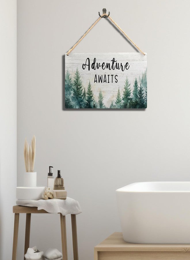 Ryeolo Adventure Awaits Sign,Adventure Awaits Woodland Forest Hanging Wall Art,Woodland Nursery Wooden Wall Art Decor, Baby Shower Decorations,Forest Nursery Decor,11.8x5.9 Inch - Image 3