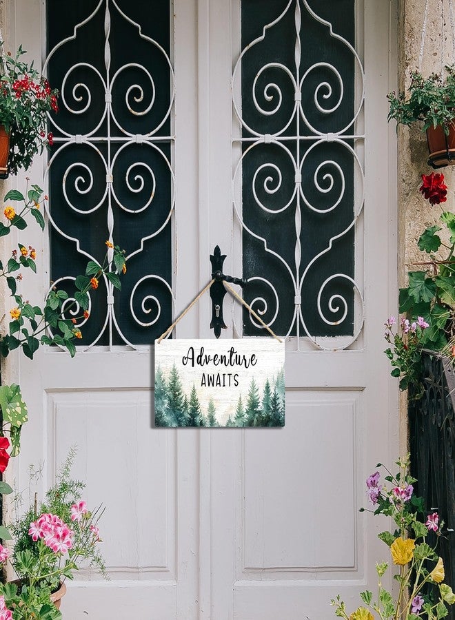 Ryeolo Adventure Awaits Sign,Adventure Awaits Woodland Forest Hanging Wall Art,Woodland Nursery Wooden Wall Art Decor, Baby Shower Decorations,Forest Nursery Decor,11.8x5.9 Inch - Image 4