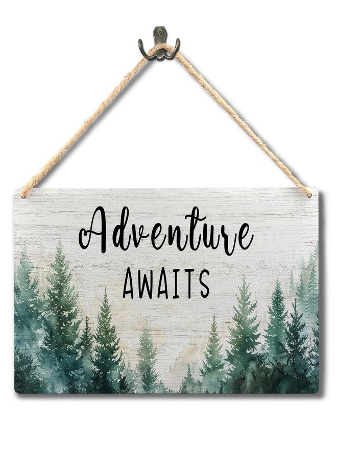 Ryeolo Adventure Awaits Sign,Adventure Awaits Woodland Forest Hanging Wall Art,Woodland Nursery Wooden Wall Art Decor, Baby Shower Decorations,Forest Nursery Decor,11.8x5.9 Inch - Image 1