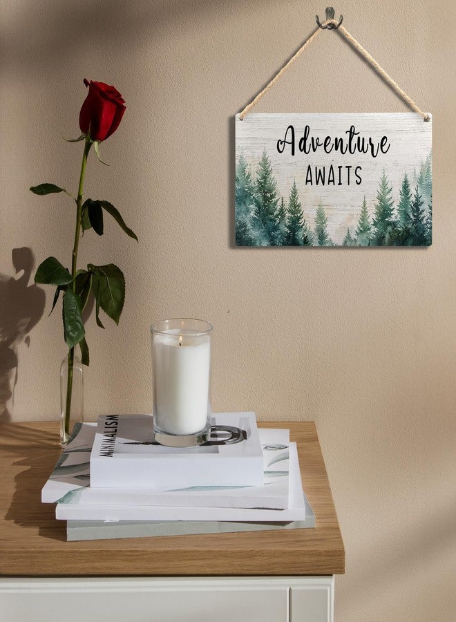 Ryeolo Adventure Awaits Sign,Adventure Awaits Woodland Forest Hanging Wall Art,Woodland Nursery Wooden Wall Art Decor, Baby Shower Decorations,Forest Nursery Decor,11.8x5.9 Inch - Image 2